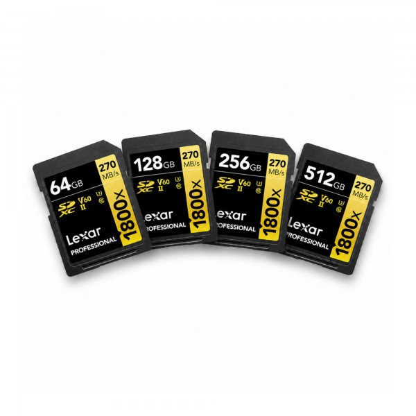 Lexar SD Professional GOLD de 64GB à 512GB 1800x UHS-II V60