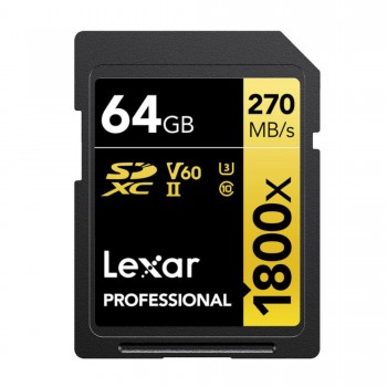 LEXAR CARTE SDXC PRO GOLD USH-II 1800X V60 ECRITURE 210MB/S - LECTURE 280MB/S